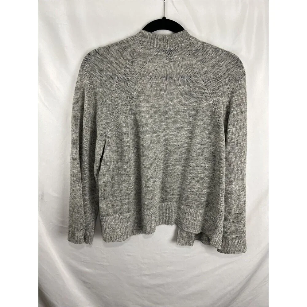 Eileen Fisher Grey-White Organic Linen & Cotton Open Front Cardi Womens Size S - Picture 5 of 7